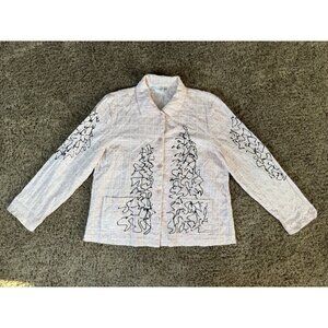 Womens Pastel Pink Textured Cotton Button Shirt Casual Office Made In USA MEDIUM